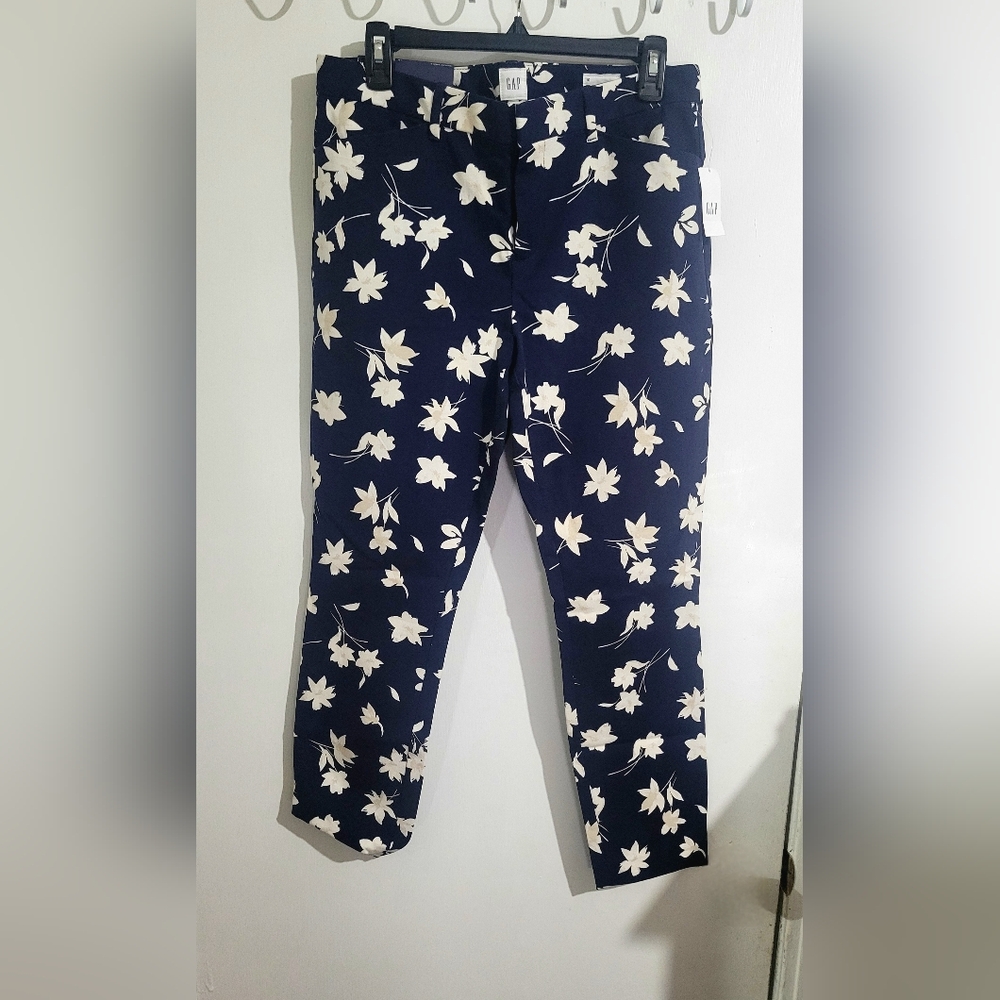 GAP Dark Blue Pants with White Floral Design